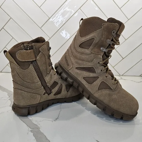 Reebok Tatical Boots Men's Size 5 Coyote Brown Combat Composit Toe Side Zip