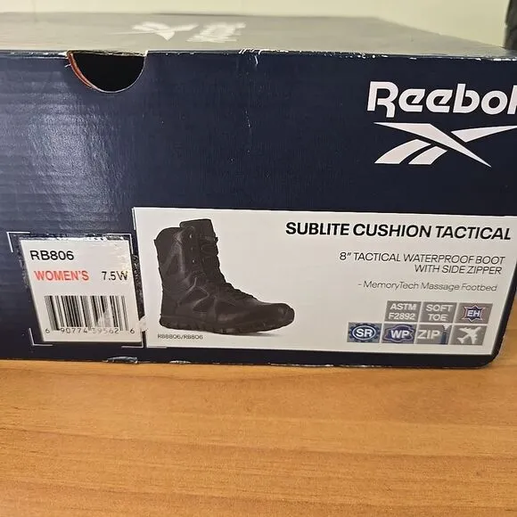 REEBOK WOMEN'S 7.5 SUBLITE CUSHION TACTICAL 8&quot; WATER PROOF ZIP BOOTS RB806