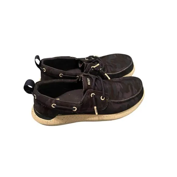 REEF Men's Blue Swellsole Pier Camo Lacing Slip On Boat Shoes Size 12