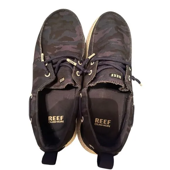 REEF Men's Blue Swellsole Pier Camo Lacing Slip On Boat Shoes Size 12