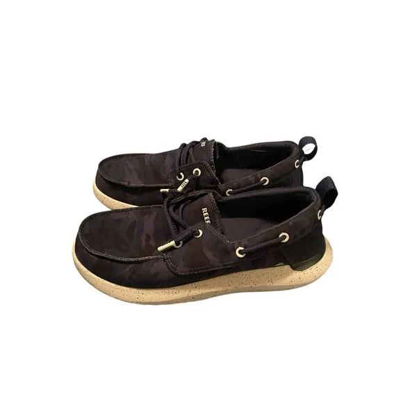 REEF Men's Blue Swellsole Pier Camo Lacing Slip On Boat Shoes Size 12