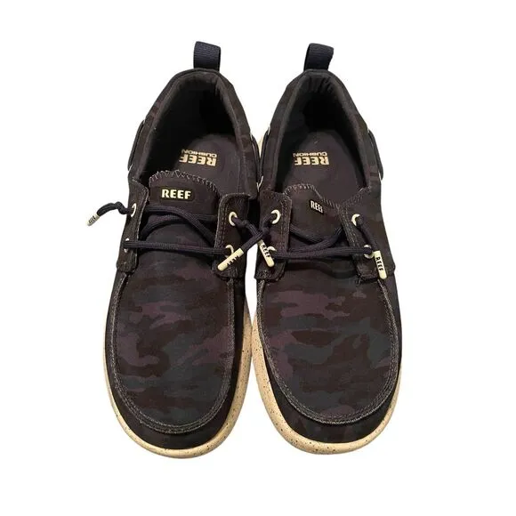 REEF Men's Blue Swellsole Pier Camo Lacing Slip On Boat Shoes Size 12
