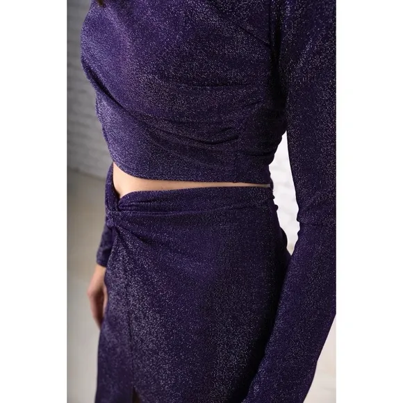 REFORMATION 90s Metallic Sparkle Ruched Waist High Rise Front Slit Maxi Skirt XL