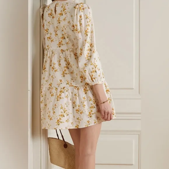 Reformation Beckett Floral-Print Organic‎ Cotton-Blend Mini Dress