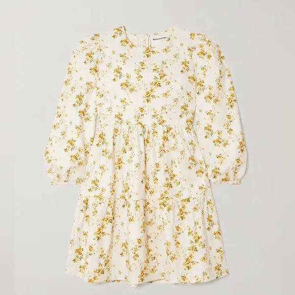 Reformation Beckett Floral-Print Organic‎ Cotton-Blend Mini Dress