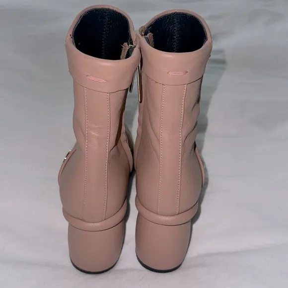 REIKE NEN CURVED MIDDLE ANKLE LEATHER BOOTS in MUD PINK with Gold Sz 5-5.5 (35)