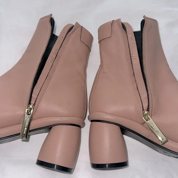 REIKE NEN CURVED MIDDLE ANKLE LEATHER BOOTS in MUD PINK with Gold Sz 5-5.5 (35)