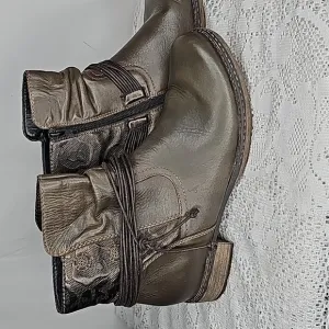 Remonte Chondra leather western cowgirl boho side zip brown olive green boots 10