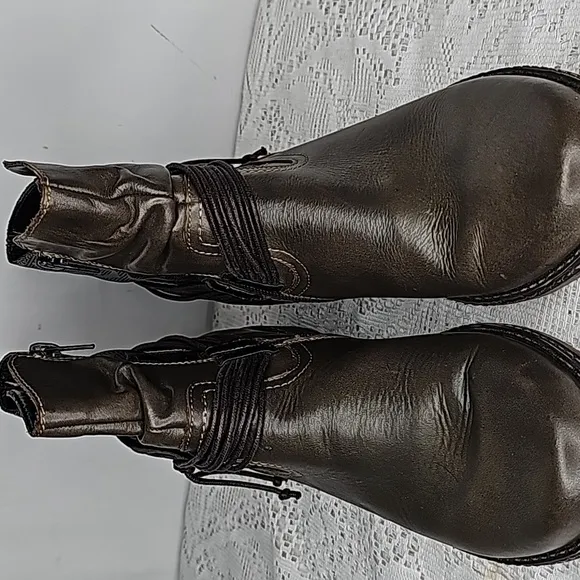 Remonte Chondra leather western cowgirl boho side zip brown olive green boots 10