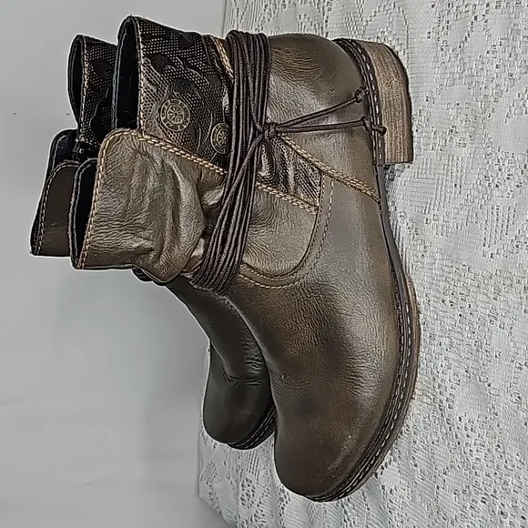 Remonte Chondra leather western cowgirl boho side zip brown olive green boots 10