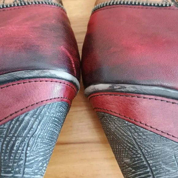 Remonte Dorndorf Red Heeled Leather Lace up Booties Boots Side Zip Womens 37