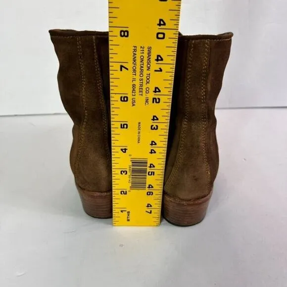 ReSouL Boots Womens 38.5 Brown Nubuck Western Side Zip Square Toe Ankle Western