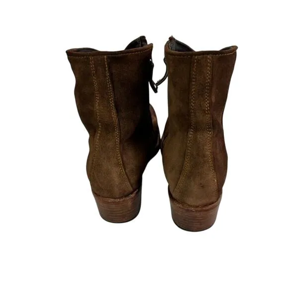 ReSouL Boots Womens 38.5 Brown Nubuck Western Side Zip Square Toe Ankle Western