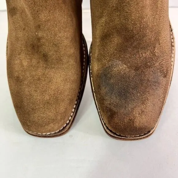 ReSouL Boots Womens 38.5 Brown Nubuck Western Side Zip Square Toe Ankle Western