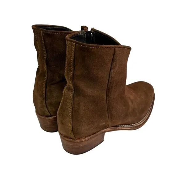 ReSouL Boots Womens 38.5 Brown Nubuck Western Side Zip Square Toe Ankle Western