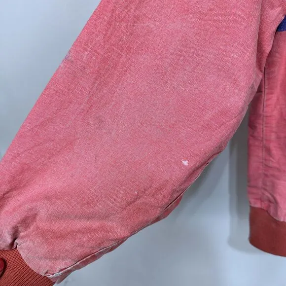 Retro Wrangler Brushpopper Pink Stripped Button Bomber Jacket Adult Large