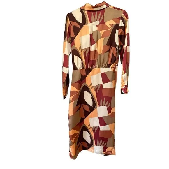 Revolve Anthropologie Dress Forum Satin Geometric Print Wrap Dress