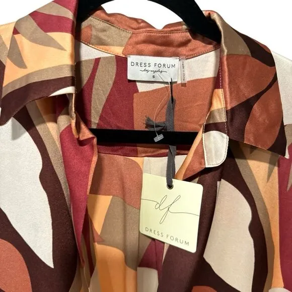 Revolve Anthropologie Dress Forum Satin Geometric Print Wrap Dress