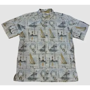 Reyn Spooner - Lighthouse Compass Boat Reverse Print Short Sleeve Shirt | 2XL