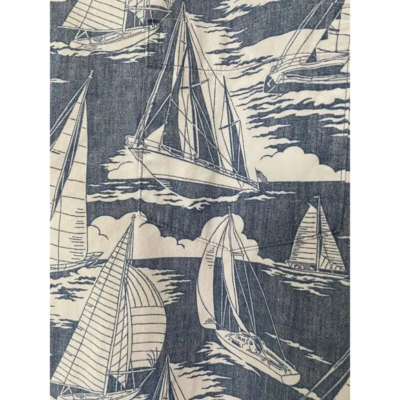 Reyn Spooner Shirt Button Down Sailboat Blue White Sailing Boat Aloha XX…