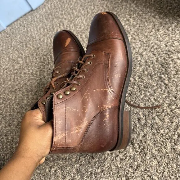 Rhodes Huckberry Dean Boots Brown Leather Men's US Size 12 Cap Toe Chukka