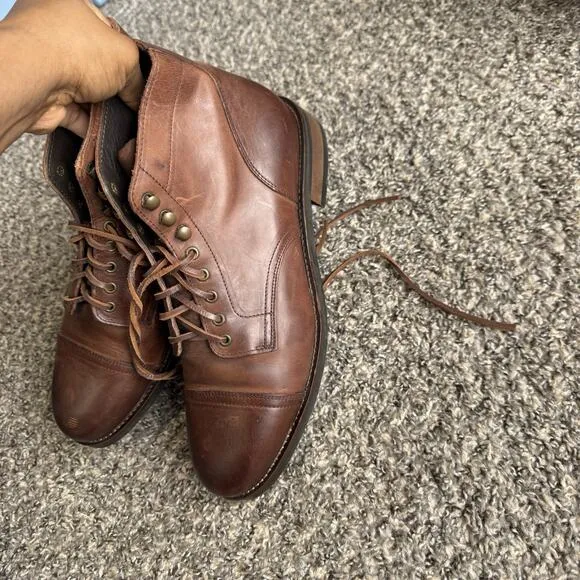 Rhodes Huckberry Dean Boots Brown Leather Men's US Size 12 Cap Toe Chukka
