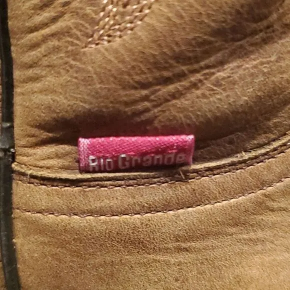 RIO GRANDE Limited Signature Tan Embroidered  Boots Mexican Size 24/US 7