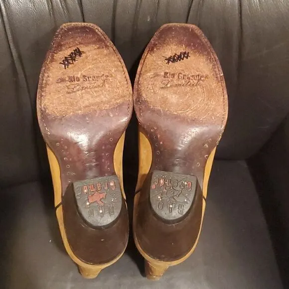 RIO GRANDE Limited Signature Tan Embroidered  Boots Mexican Size 24/US 7