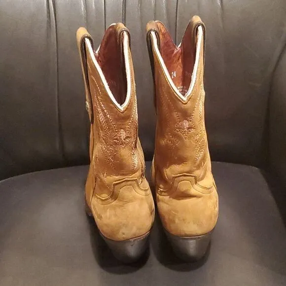 RIO GRANDE Limited Signature Tan Embroidered  Boots Mexican Size 24/US 7