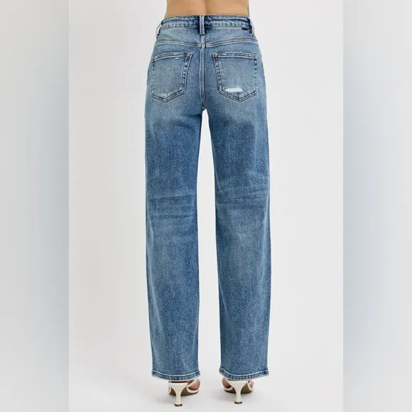 RISEN High Rise Medium Wash Wide Leg Jeans Classic Retro Stretch Various NEW
