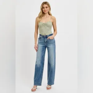 RISEN High Rise Medium Wash Wide Leg Jeans Classic Retro Stretch Various NEW