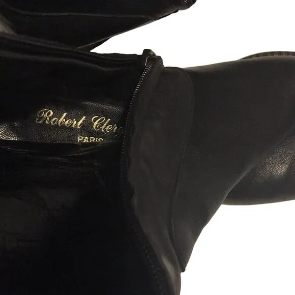 Robert Clergerie buttery soft leather side zip round toe knee riding boots 5.5