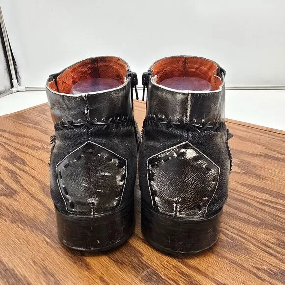 Robert Wayne Morris Mens 7 Dark Gray Distressed Denim Side Zip Square Toe Boots