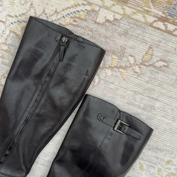 Roberto Del Carlo Black Leather Tall Boots Size 37