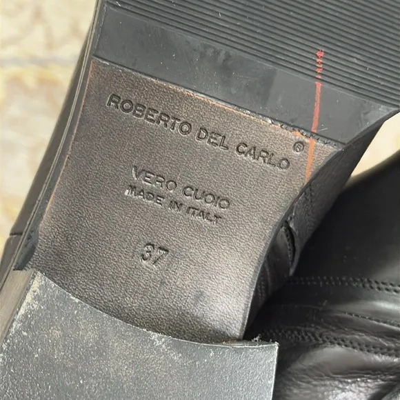 Roberto Del Carlo Black Leather Tall Boots Size 37