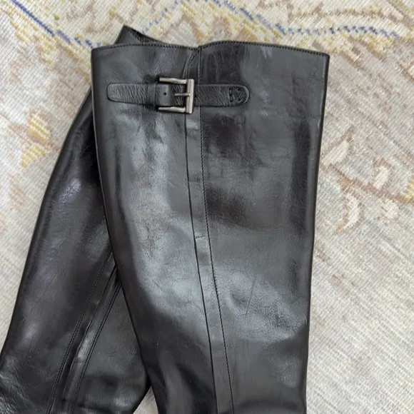 Roberto Del Carlo Black Leather Tall Boots Size 37