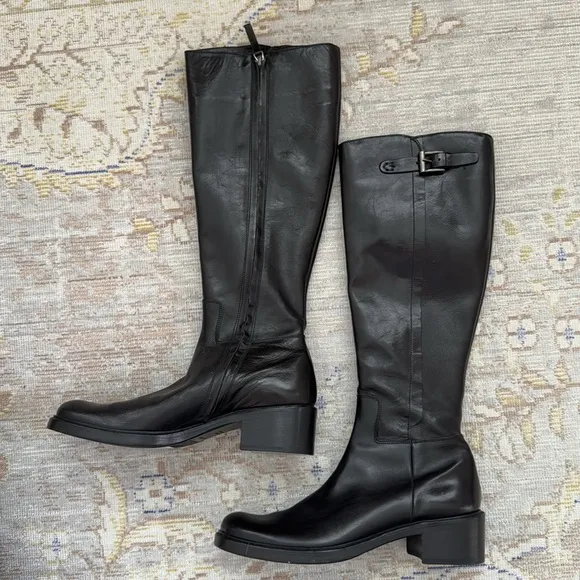 Roberto Del Carlo Black Leather Tall Boots Size 37
