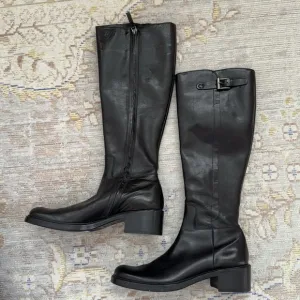 Roberto Del Carlo Black Leather Tall Boots Size 37