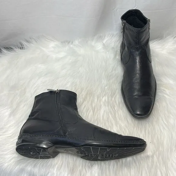 Roberto Rossi Black Leather Side Zip Ankle Boots Sz Italy 45