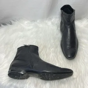 Roberto Rossi Black Leather Side Zip Ankle Boots Sz Italy 45