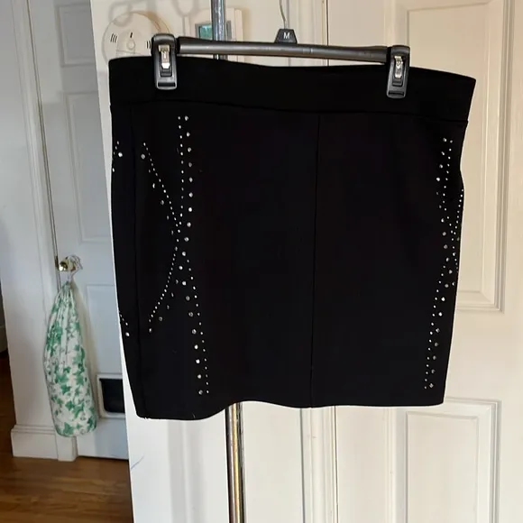 ROCK &amp; REPUBLIC size 12 black rhinestone studded mini skirt NWOT