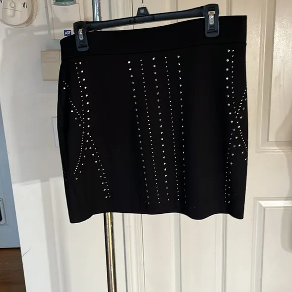 ROCK &amp; REPUBLIC size 12 black rhinestone studded mini skirt NWOT
