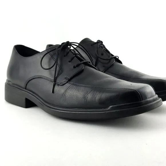 Rockport Black Leather Lace Up Derby Dress Shoes Square Toe Stitch Size 10.5M