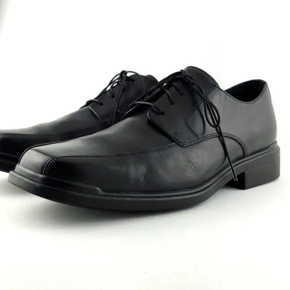 Rockport Black Leather Lace Up Derby Dress Shoes Square Toe Stitch Size 10.5M