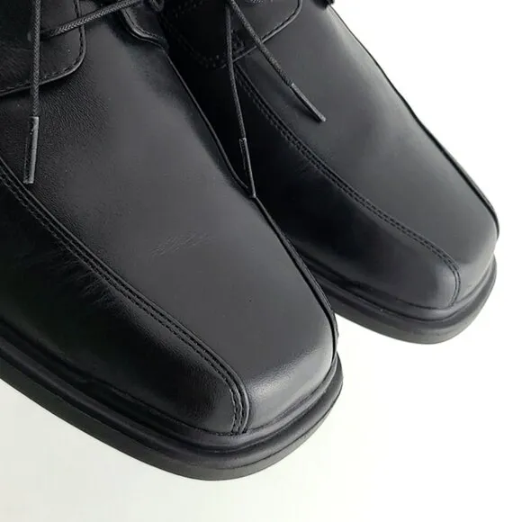 Rockport Black Leather Lace Up Derby Dress Shoes Square Toe Stitch Size 10.5M