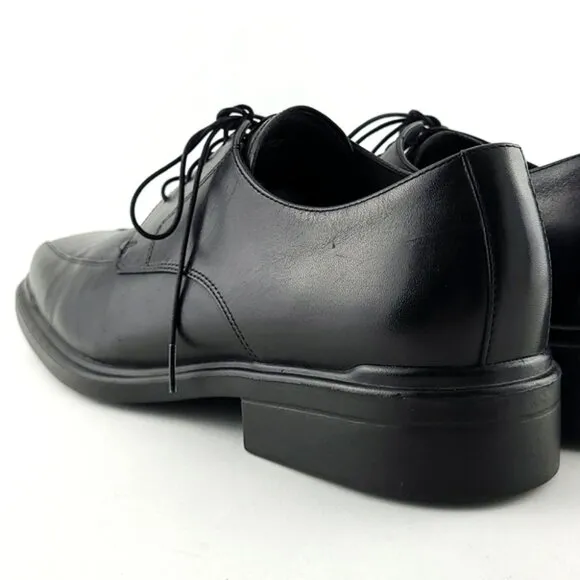 Rockport Black Leather Lace Up Derby Dress Shoes Square Toe Stitch Size 10.5M