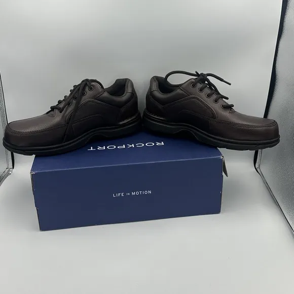 Rockport Shoes Men 8.5 XW Eureka Lace Up Oxford Brown Genuine Leather K71201 NWB