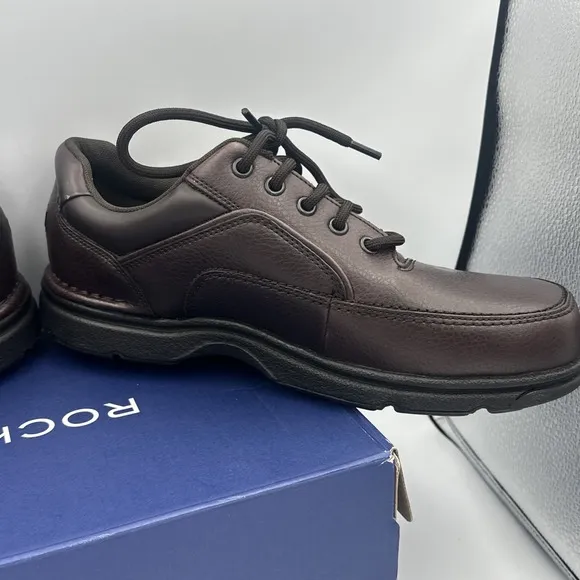 Rockport Shoes Men 8.5 XW Eureka Lace Up Oxford Brown Genuine Leather K71201 NWB