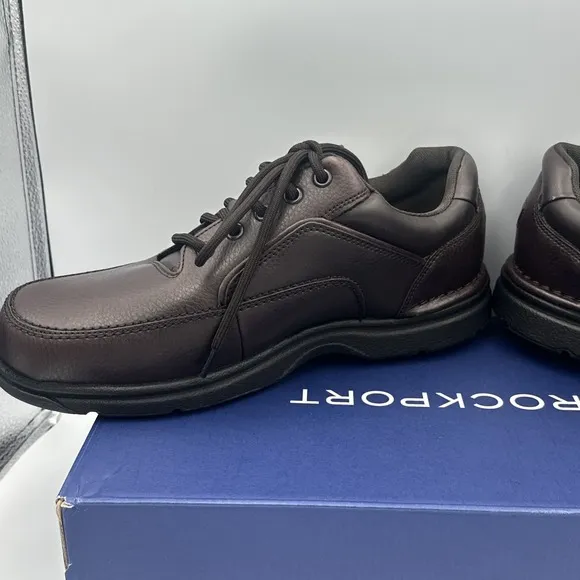 Rockport Shoes Men 8.5 XW Eureka Lace Up Oxford Brown Genuine Leather K71201 NWB