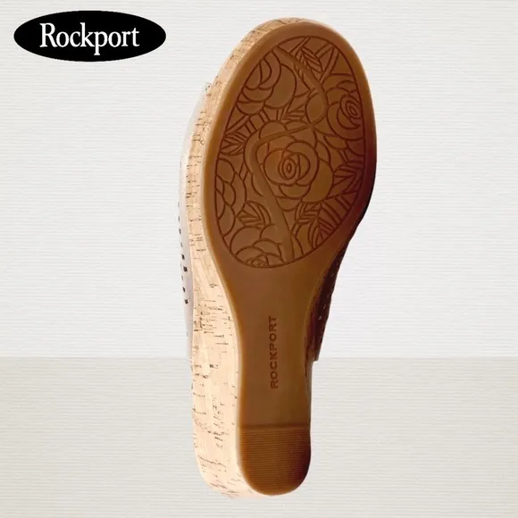 ROCKPORT Women's Briah Perf Sling Leather Wedges